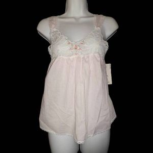 NWT LUCIE ANN II Camisole Top S Pink w/ Lace Trim